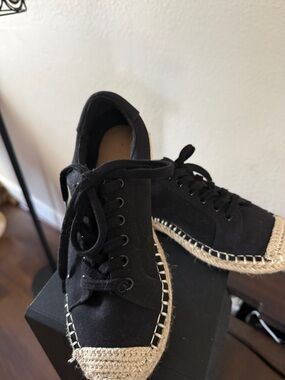 LOFT Black Canvas Espadrille Lace-Up Sneakers